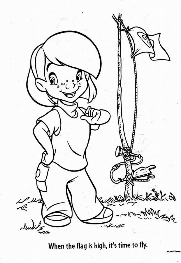 coloriage darby devant le drapeau des super detectives